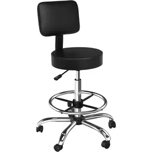 OmySalon Drafting Chair,Ergonomic Office Desk Chair with Back Support,Tall Adjustable Rolling Stool with Footrest & Thick Seat Cushion,Computer Chair for Salon Medical Spa Home Bar Kitchen