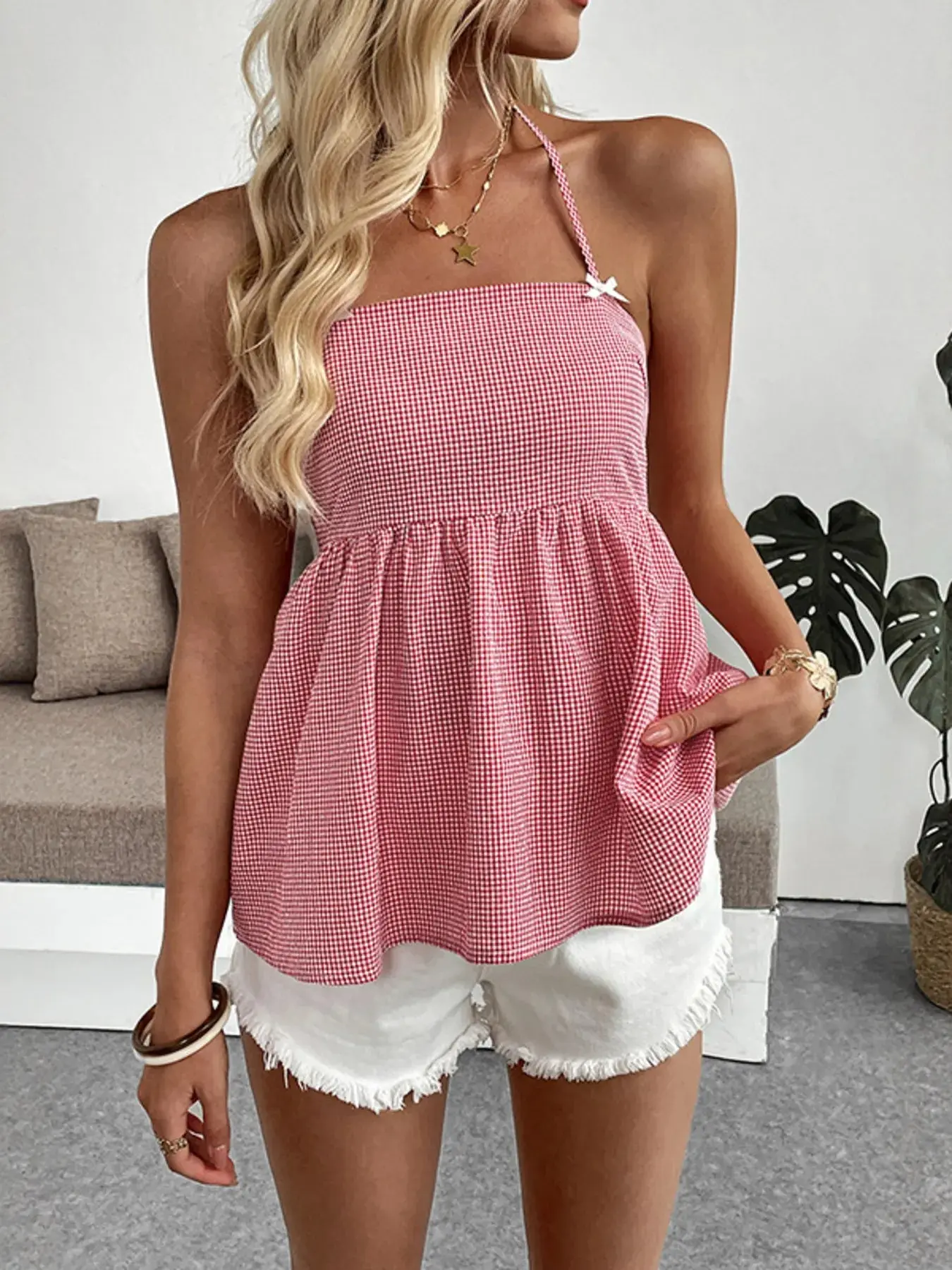 Gingham Halter Cami