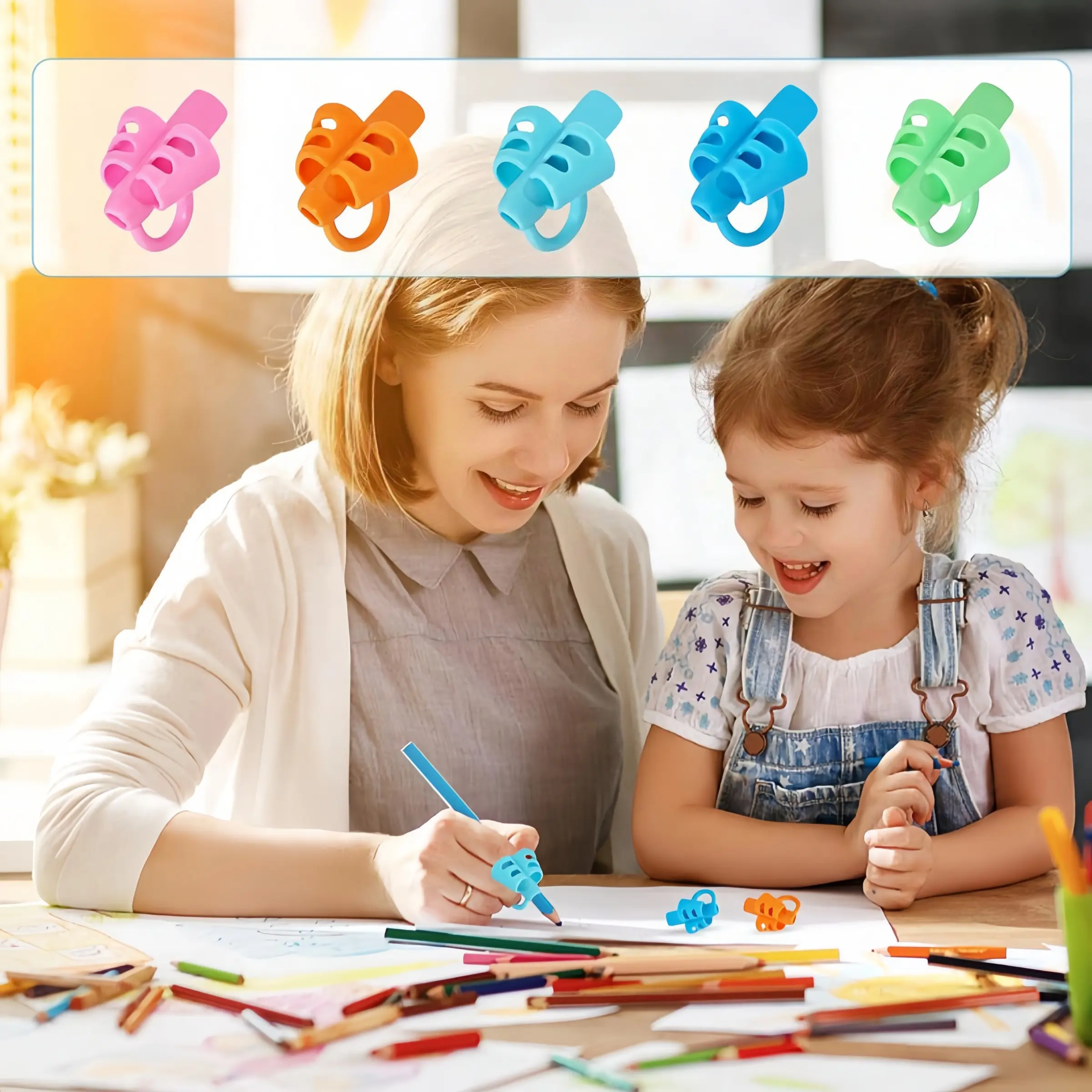 Pen Gripper Set, Infant Writing Aid, Posture Correction Tool, Silicone Grip for Preschoolers, Back-To-School Writing Training