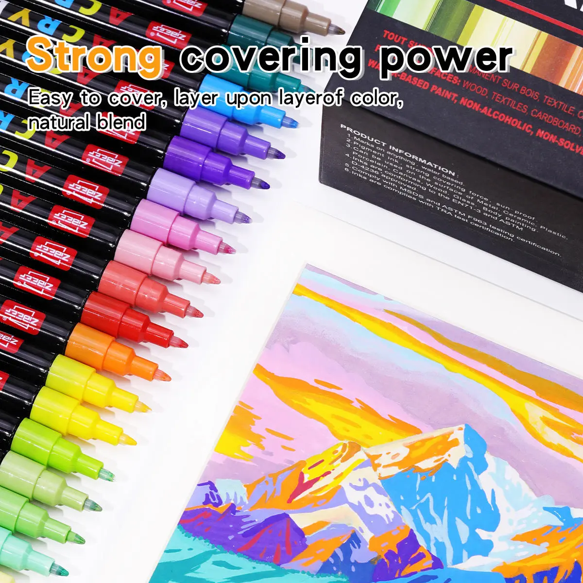 Acrylic Paint Markers, 36/60/84/120/168 Colors Fine Tip Acrylic Paint Pen, Waterproof & High Saturation Ideal for Wood, metallic, Plastic, Canvas, Fabric, Glass, Ceramic, Acrylic Painting Pen