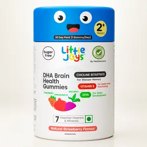 Little Joys Brain Gummies | Strawberry Flavour | Supports Focus & Memory | With DHA (Omega-3), B12 & Essential Nutrients | Pediatrician Recommended | 30 Day Pack