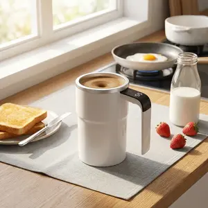 Self Stirring Mug, 13oz Electric Mixing Cup, Cream | Rechargeable, Gift for Coffee Lovers & Office Use