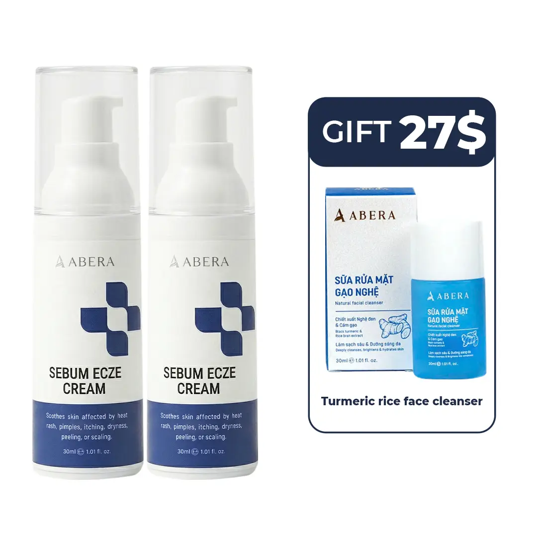 Abera Sebum Ecze Cream - Combo of 2 boxes - Reduces Itching, Redness, Psoriasis, Dry, Flaky Skin, Moisturizes, Restores Skin