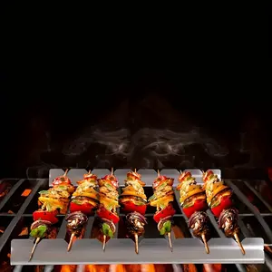 Stainless Steel Kebab Rack, Anti-Deformation BBQ Skewer Holder, Durable Metal Cooking Utensil for Kitchen & Outdoor Use