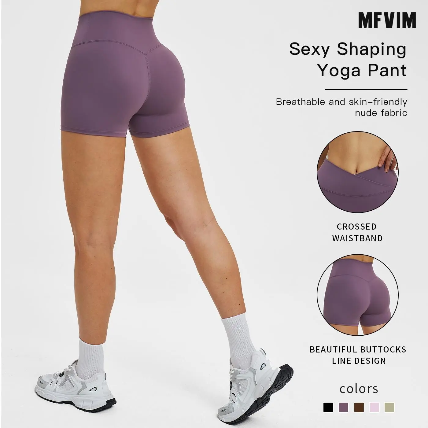 MFVIM High-Waist Yoga Shorts, Cross-Waist Tightly Fitting Yoga Pants, Outdoor Running Cycling Sports Pants, Comfortable and Stylish, High-Waisted Shorts, Athletic Shorts,summerwins,travel essentials,camping essentials