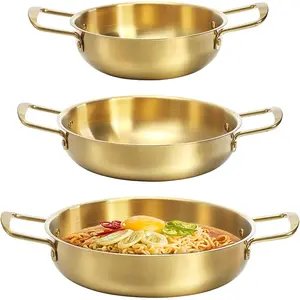 3-piece ramen pot set, Korean ramen pot with handle, stainless steel everyday cooking pot, dishwasher-safe rust-proof practical small soup pot, suitable for soup, noodles, pasta, small hot pot, suitable for family and outdoor use, Cookware