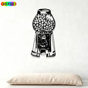 1pc Gumball Machine Metal Wall Art, Retro Gumball Machine Statue Mural, Ideal Gift for New Year, Christmas, Nostalgia Decor Enthusiasts,  Perfect for Living Room Wall & Garden Fence, Charming Vintage-Themed Home Decor