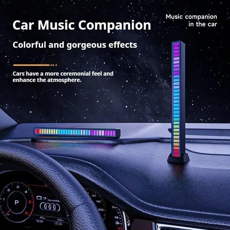Joytutus RGB Sound-Activated LED Light Strip — Voice-Controlled Rhythmic Ambient Lighting, Ideal for Cars, Gaming Setups, Desktops, and Parties; Supports Smartphone Charging