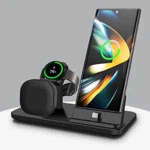 Charging Station For Samsung Multiple Devices 3 In 1 Fast Charging Stand For Galaxy S24 Ultra/S23/S22/S21/Note20/10/Z Flip 6/5/4 Z Fold 6/5/4 Galaxy Buds Wireless Charger Dock Stand For Galaxy Watch Ultra/7/6/5/5 Pro/4/3/Active 2/1 charging  dock