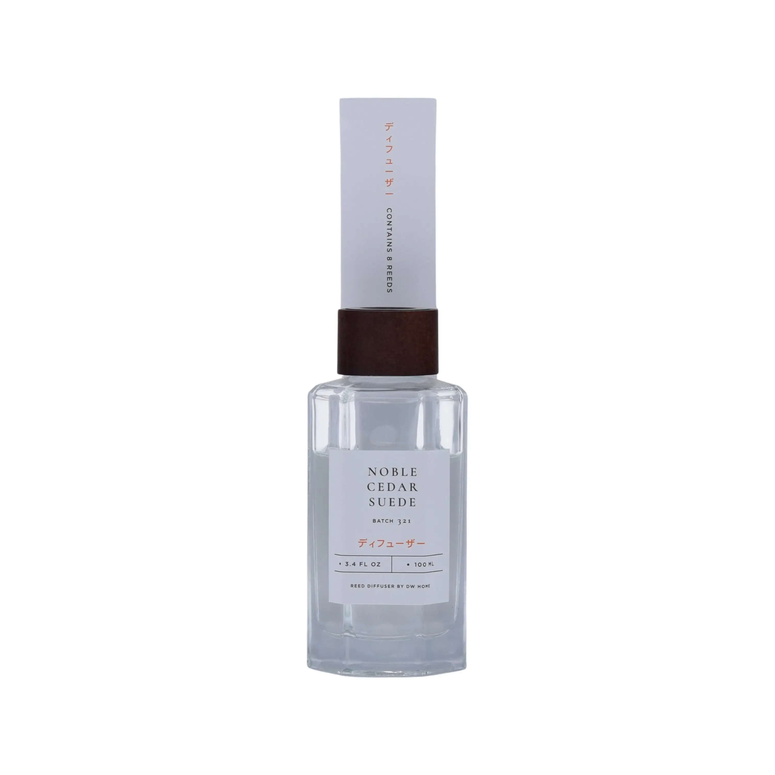 100ml Basic Noble Cedar-Suede Vanilla Raw Reed Scented Diffuser, 3.375" x 7.5" x 2.5", with Cedar Wood Incense & Noble Fir Aroma Oil, Vanilla Scents Indoor Care Flameless Candle Diffuser for Home Users (All Seasons)