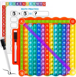 12x12 Multiplication Chart Rainbow Push Pop Bubble Fidget Toy, Math Learning Educational Sensory Toy for Kids, Stress Relief Anxiety Calming Fidget Toy, Numbers Counting Math Manipulatives for Home Classroom, ADHD Autism Friendly Sensory Toy for All Ages