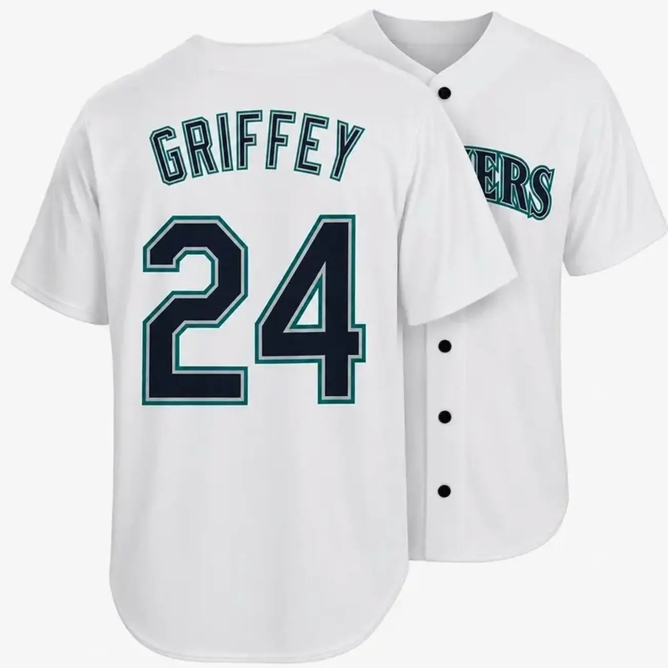 All-over Print Baseball Jersey Without Piping, White Baseball Uniform, Griffey #24 Sports Fan Jersey, Lightweight Athletic Apparel C