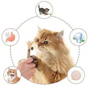 Pet Toy Cat Chew Stick, Hemp Rope Wood Mint Catnip Teeth Cleaning, Indoor Play Oral Stimulation, Ideal for Cats and Adult Cats