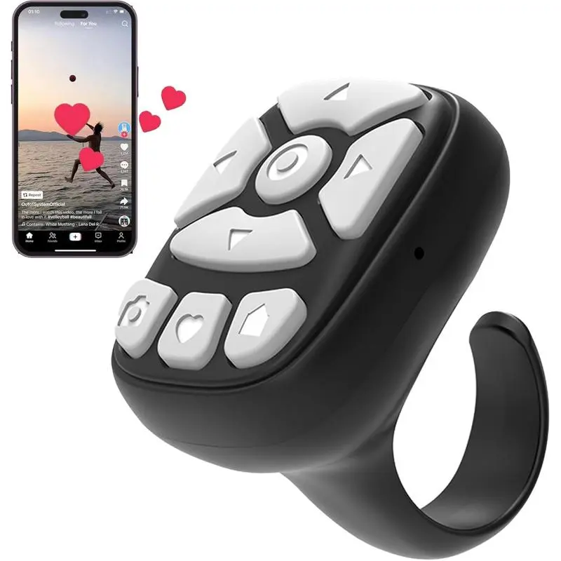 Unisex Plastic Fingertip Wireless Bluetooth Remote Control Accessory - Plug and Play, Remote Camera Shutter, Page Turner, Music Control, Selfie/Video Recording for iOS, Android Smartphones, iPads (Long Battery Life)