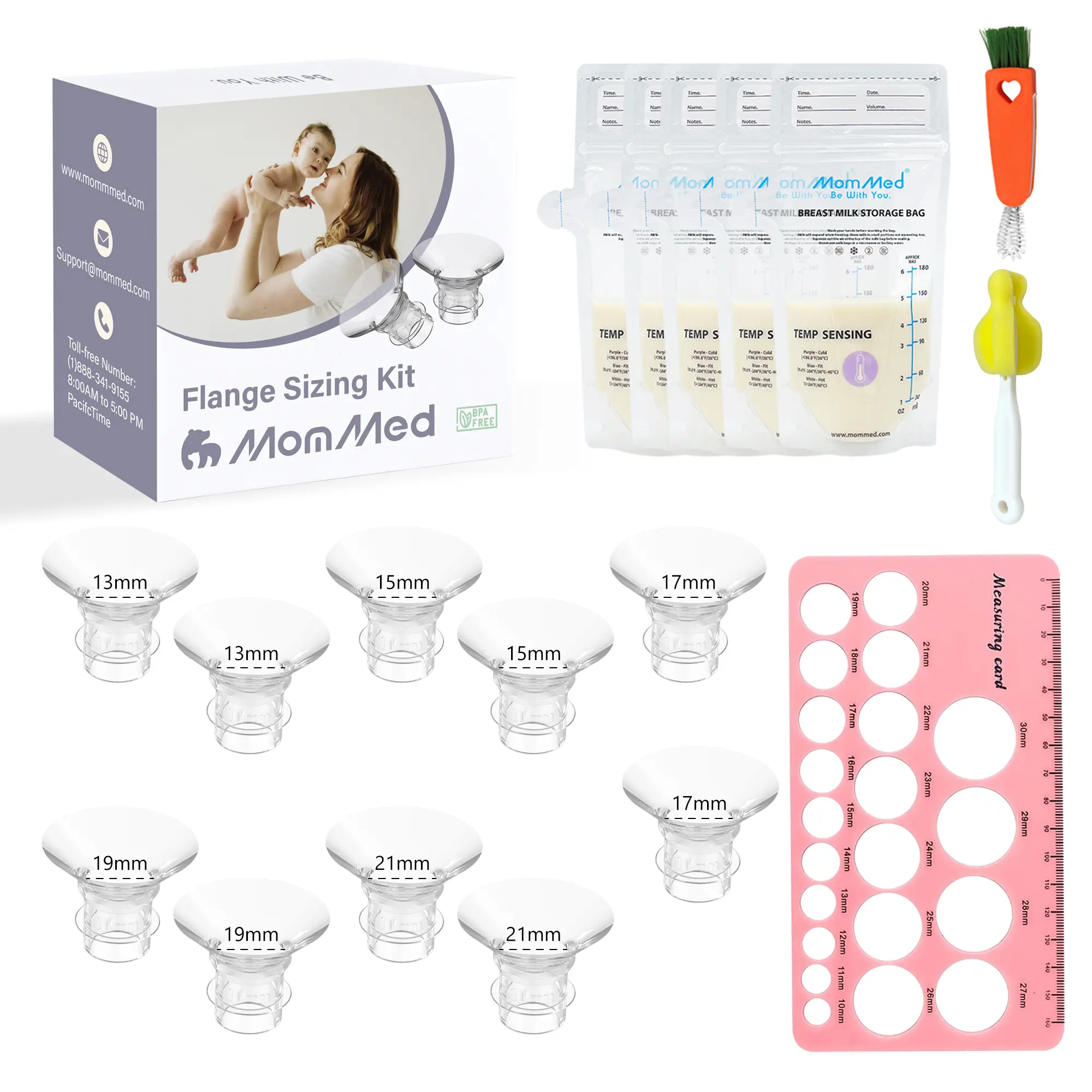 MomMed Flange Inserts 10PCS for 24mm Flanges/Shield of Most Pumps, Flange Sizing Kit Silicone Flanges Insert, Breastfeeding Essentials Kit for New Moms