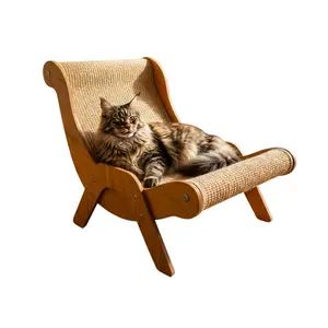 wooden cat bed Durable Cat Scratching Post, Sisal Material, Anti-Slip Base, Pet Toy & Bed, Self-Cleaning Kitty Lounge Chair, Ideal Gift for Cats