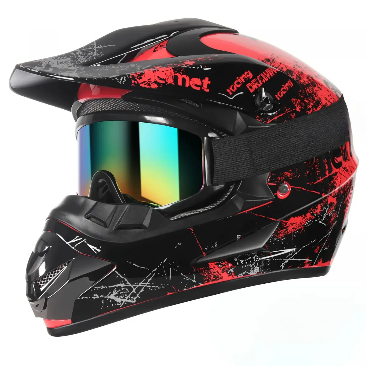DOT-Approved Motorcycle Full Face Helmet for Youth & Adults, Off Road Helmets for ATV Dirt Bike BMX, W/ Goggles, Gloves & Mask