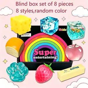 8-Piece Malt Sugar Stress Relief Squishy Set, Creative Slow-Return Squishies, 8 Styles, Party Gift, Fun and Relaxing Toy