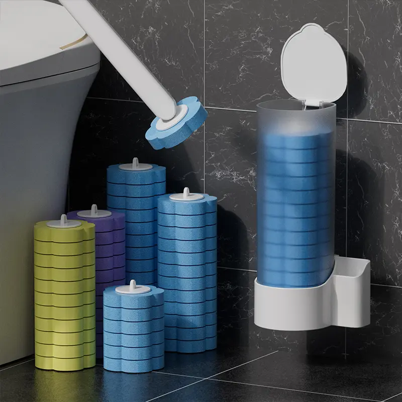 Disposable Toilet Brush with 36pcs Wand Refill Toilet Bowl Cleaner Brush Starter Kit Toilet Bowl Cleaning System 1 Toilet Brush and 1 Storage Caddy Cleaning Supplies for Home Essential Items for bathroom Home Household Fragrance-free low-foaming, Multiple