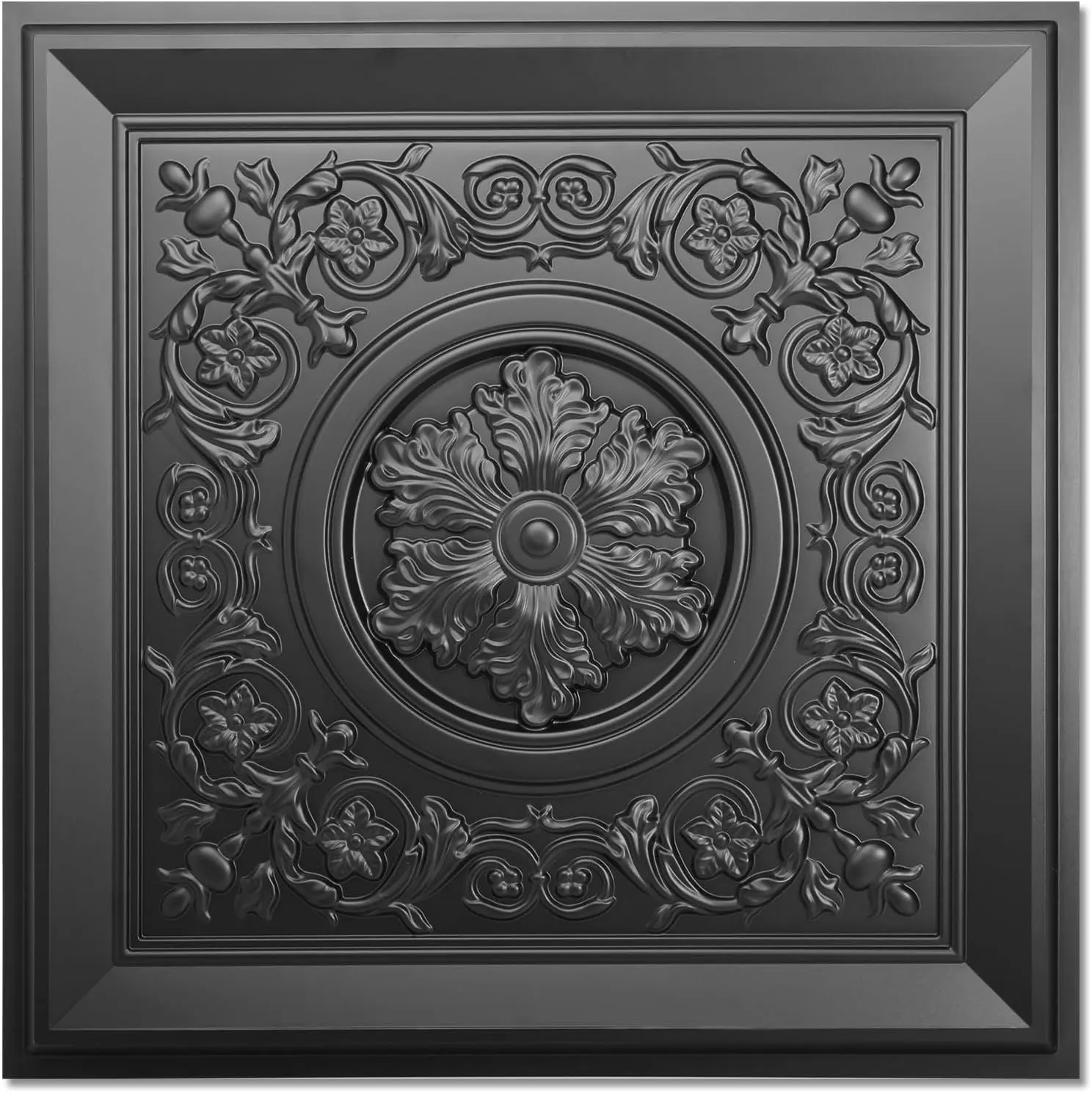 3D Drop Ceiling Tiles, 12-Pack 24"x24" Decorative Glue-Up Tiles, Water-Resistant Recyclable Flexible Wall & Ceiling Solution, Black
