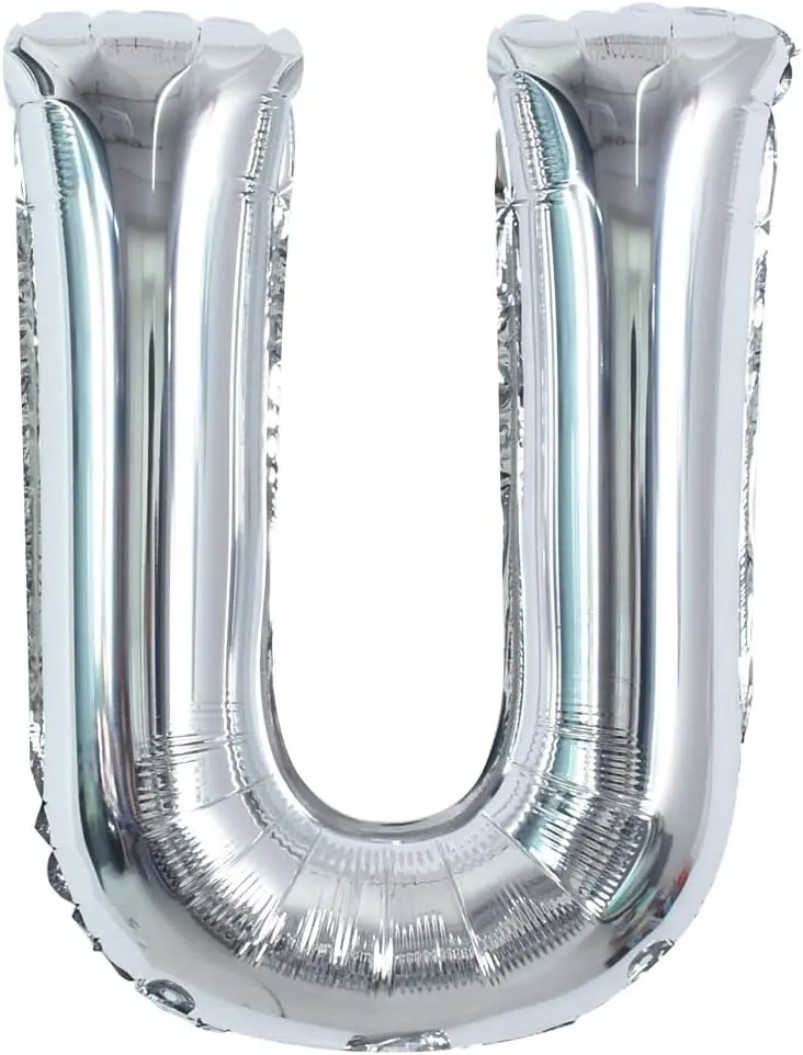 40-Inch Aluminium Letter U Helium Filled Mylar Balloon - Chic, Beautiful and Safe, Easy Inflate, with Ribbon, Festive Decor for 2026 New Year Eve, Wedding Anniversary Party Supplies
