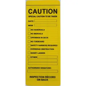 Yellow Vinyl Scaffolding Tag   (QTY-10 per Pack)