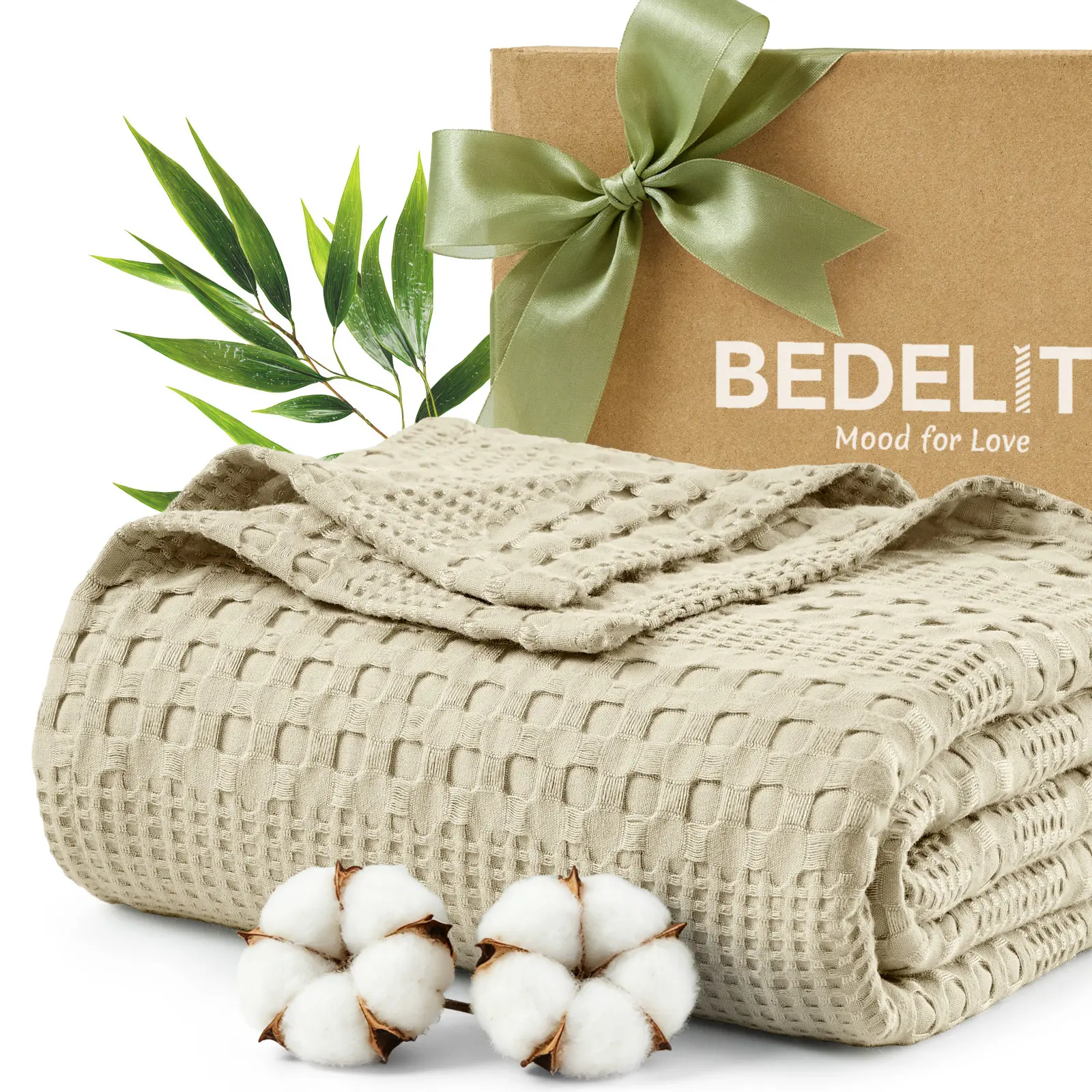 DealsForYouDays - Bedelite Cooling Cotton Waffle Blanket, Lightweight Breathable Summer Blanket of Rayon Derived from Bamboo for Hot Sleepers, Soft Cozy Blankets with Ideal Weight for Bed