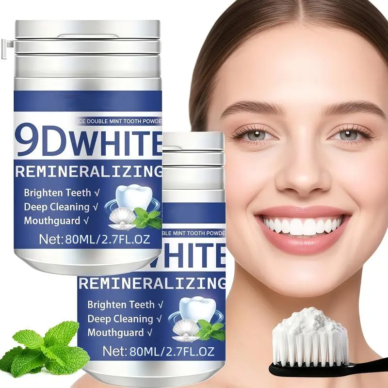 9D White Hydroxyapatite Tooth Powder, Mint, Gentle Oral Cleaning, Freshens Breath, Essential For Daily Oral Care, Dental Health, An Ideal Gift for Oral Hygiene and Health
