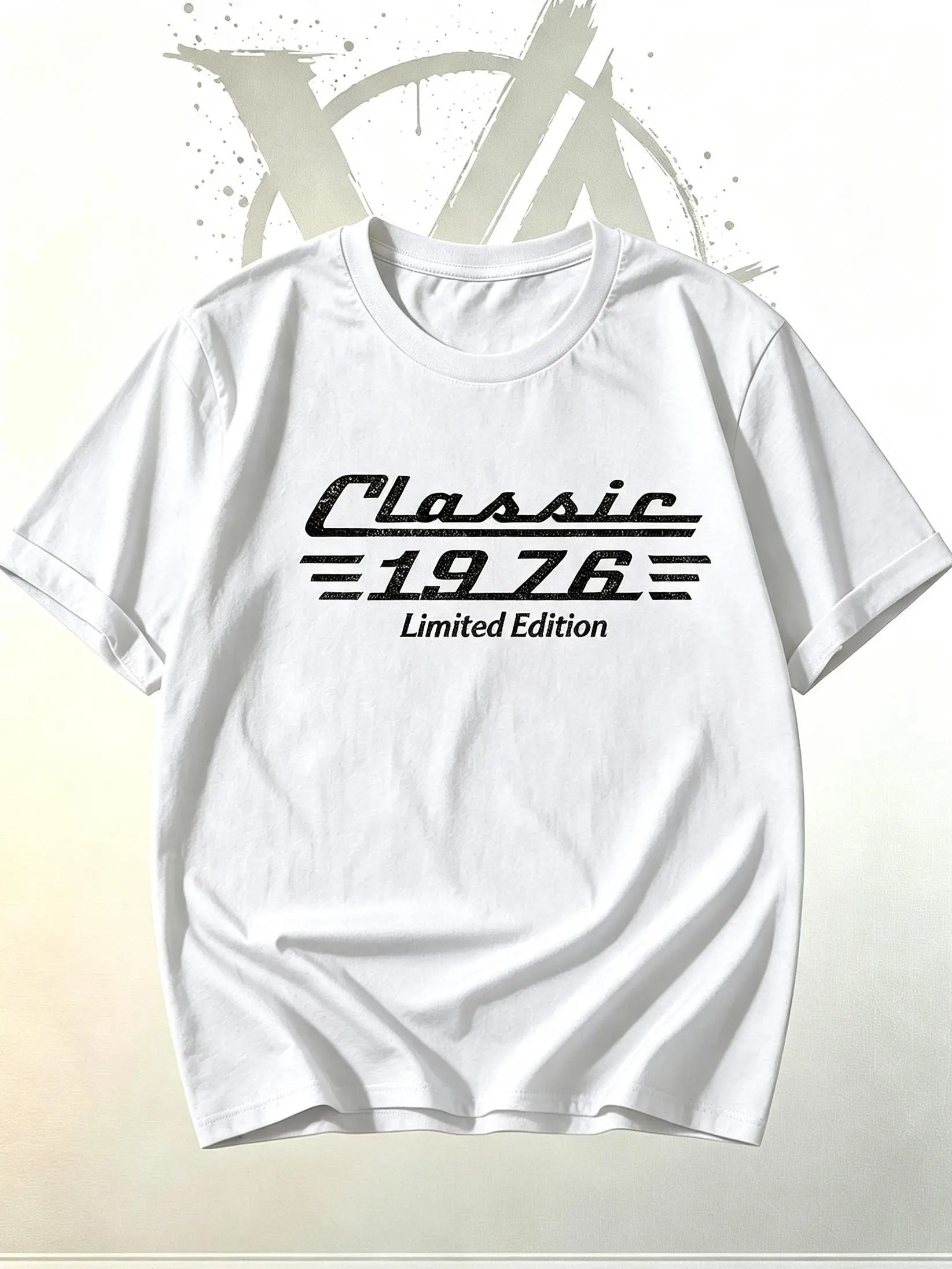 [AVT]50th Birthday Shirt Born in 1976,Classic Car Limited Edition Cotton Tee for Men,casual regular fit car merch,high-performance equipment tee,off-road fan gift,funny student shirts gym,Double-sided print Heavy Cotton Streetwear Tee