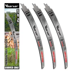 15''(380mm) Reciprocating Saw Blades Japanese Teeth 3PCS, 6TPI Cr V Reciprocal Saw Blades for Trees with Triple Ground Offset Teeth, Curved Edge Recip Saw Blades for Trimming and Wood Cutting, Tool