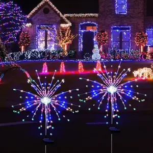 Solar Firework Lights Outdoor Waterproof Camping Atmosphere String Lights, Holiday Christmas Festive Scene Decorations, Party Lights, Outdoor Decorative Lights