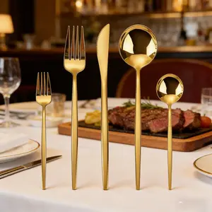 Gold Mirror Polished Flatware Set 20-Piece – Stainless Steel Utensils for 4, Includes Knives, Forks & Spoons, Dishwasher Safe, Elegant Kitchen, Home, Restaurant & Wedding Cutlery