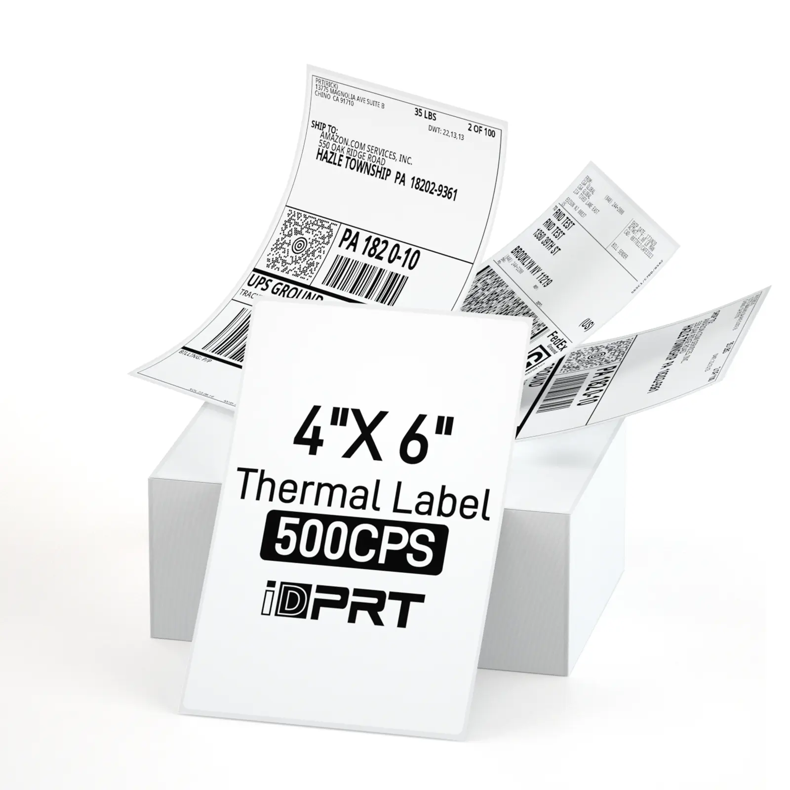 iDPRT Shipping Labels - 4×6 Thermal Direct Printing Paper Shipping Labels (Strong Adhesive Labels) for Bluetooth Shipping Printers & SP460BT/MT610, 500 Labels per Stack
