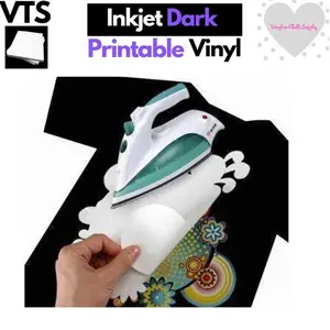 VTS Dark Fabric Inkjet Iron-On Printable Vinyl, 8.5x11" 5-Pack DIY Material for Dark Garments, Inkjet Transfer Paper