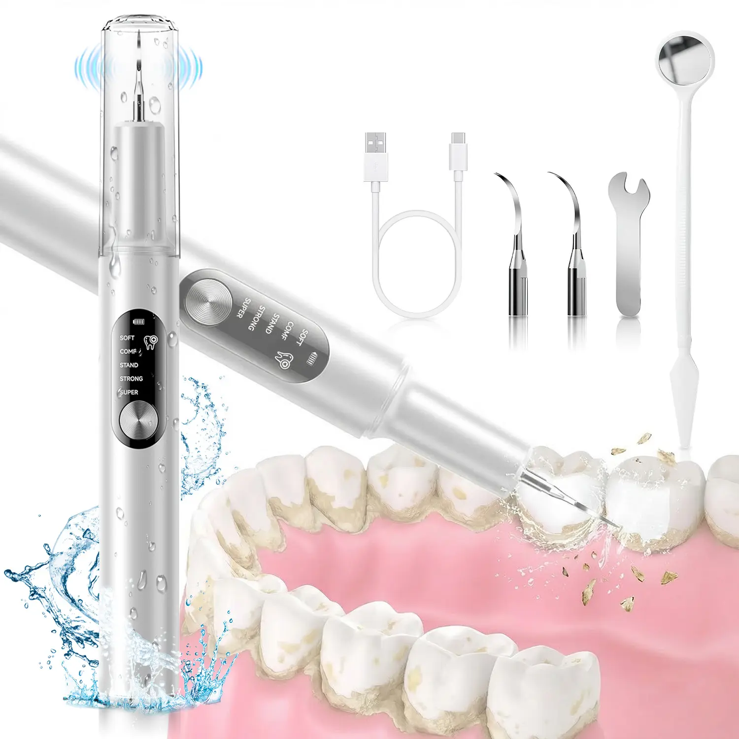 Fogepix Electric Scaler/Oral Plaque/Tartar Remover with Effective Remove Plaque Tartar and Stains Preventing Cavities Bad Breath and Gum Disease for At-Home Teeth Cleaning Cost-Effective Oral Care Solution - Cleansing