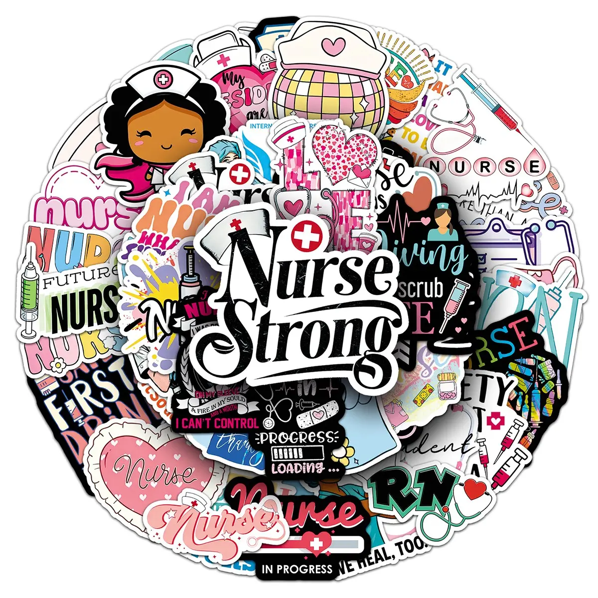 100sheets Two sets of repeated Nurse's Day gratitude medical staff slogan creative cartoon stickers Decoration Sticker Notepad envelope stickers Sticky Label