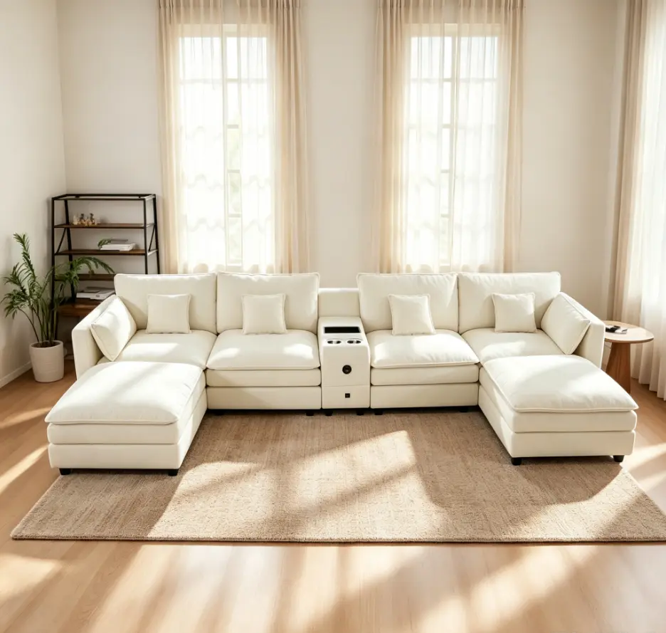【2 or 4 packages】Modular L-Shaped Sectional Sofa with Reversible Chaise, USB Port, Storage Drawer, Flip-Top Cup Holder Console, Arm Pockets & Detachable Cushions