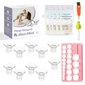 Flange Inserts 10PCS For 24mm Electric Breast Pump Flanges/Shields of Most Pumps, Flange Sizing Kit, Silicone Flanges Insert,Nipple Measurement Ruler & Storage Bags, Breastfeeding Essentials Kit for New Moms