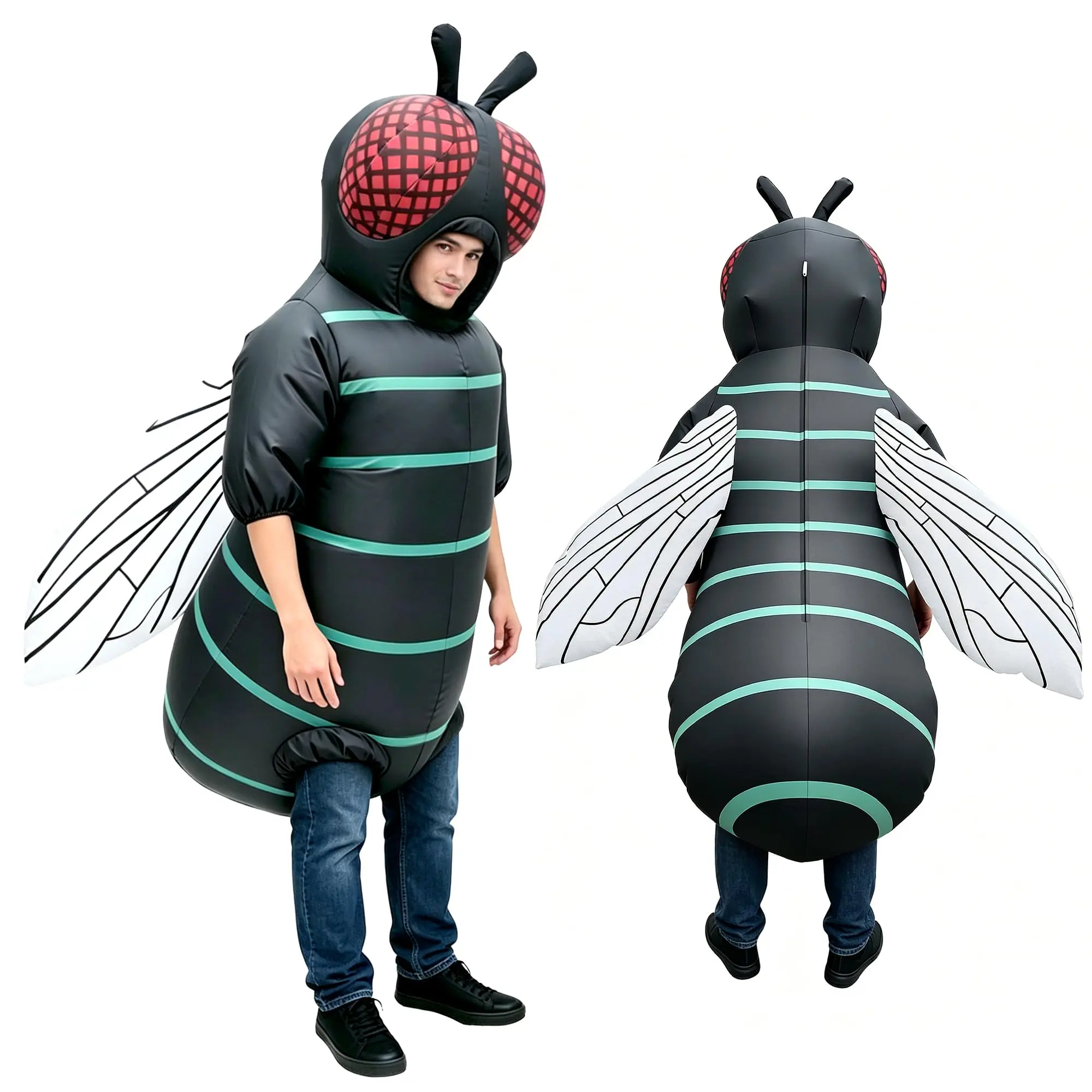 Women's Inflatable Fly Costume, Simple Polyester Funny Bug Suit with Easy Blow-Up Hollow Design for Halloween Cosplay Parties, Women's Clothes, Festive skeleton, Blow Up Easy, Hollow Shape Owl Adult, Accessories, Lady, Holiday, Cosplay Suit