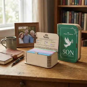 Handcrafted Wooden Bible Verse Box & 150 Prayer Cards | Prayer Box for Daily Devotion & Church Gatherings | Meaningful Christian Gifts for Women | Wooden Scripture Memory Box Easter