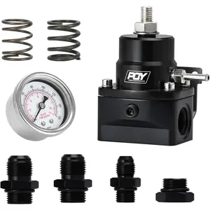Adjustable EFI Fuel Pressure Regulator Kit 3-70PSI with AN8 Feed Port and AN6 Return Port (black)