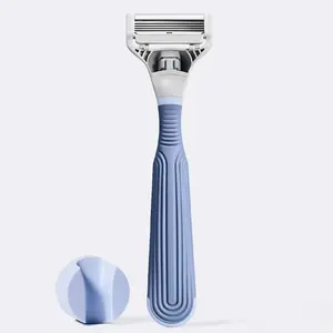 Flamingo Pubic Razor Set with 5 Precision Blades for Sensitive Skin and Shower Holder- Hair Removal, Body Care Handle Sensitive Comfort