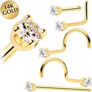 14k Yellow Gold 2mm Lab Grown Diamond Nose Ring