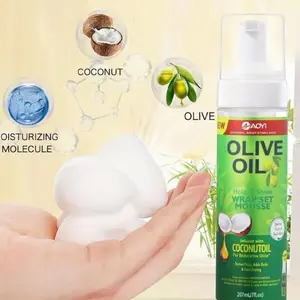 AOYI Haircare Wrap & Set Mousse - Infused with Olive Oil and Coconut Oil, Hair Moisturizer for Hydration and Shine Enhancement