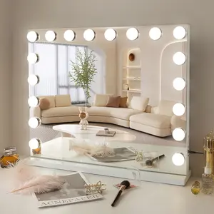 VANITII Hollywood  Vanity Makeup Mirror 32''×23'' USB Port With Lights 18 LED Bulbs Wall Mount 3 Color Smart Control 10X Magnifying Glass Decor