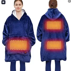 Heated Blanket Hoodie USB Plug-In Electric Heated Apparel with 3 Heat Settings Comfortable Blanket Clothing for Men & Women One Size Fits Most Ideal for Indoor & Outdoor Use