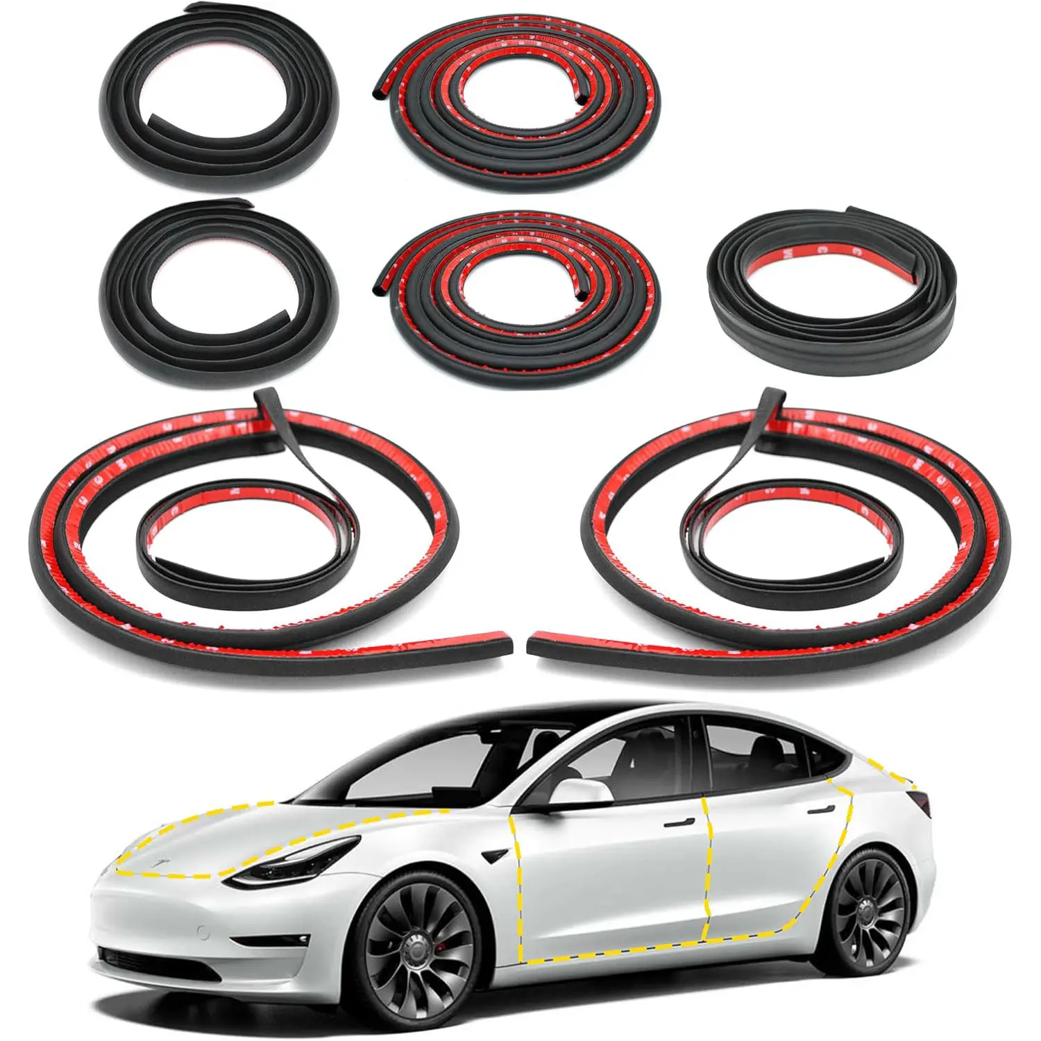 Applicable to Tesla modely3/Y whole vehicle seal strip sound insulation and noise reduction door shock absorption water barrier strip modification accessories