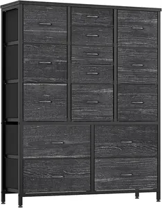 15 Drawers Dresser for Bedroom Tall Dressers & Chests of Drawers for Hallway, Entryway, Storage Organizer Unit with Fabric Sturdy Metal Frame, Wood Tabletop, Easy Pull Handle