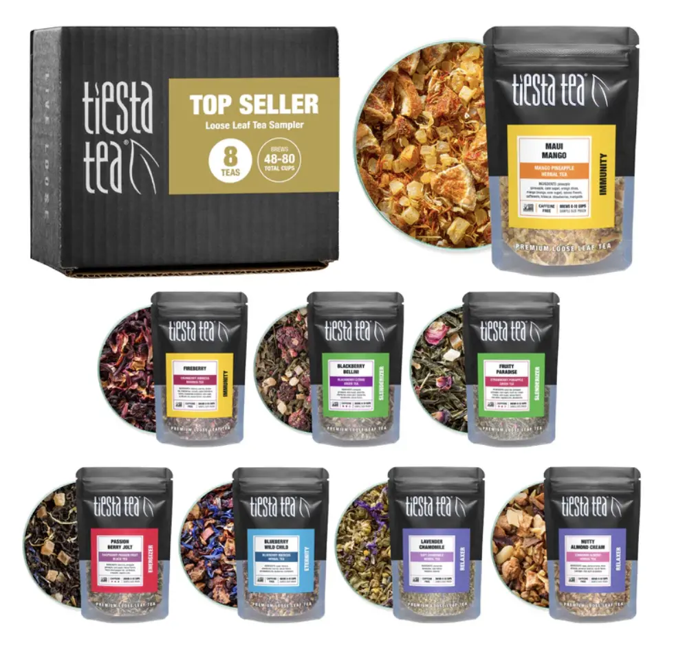 Loose Leaf Tea Sampler Set, 8 Bestselling Flavors Up to 80 Cups | Tiesta Tea