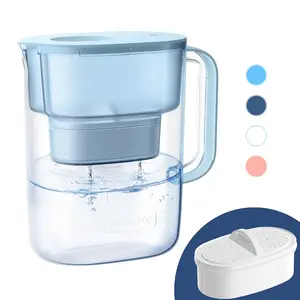 PT-07B Water Filter Pitcher, 10-Cup, NSF Certified, 200-Gallon Long-Life Filter, Improves Coffee & Tea Taste, Reduces PFOA/PFOS and Chlorine, 5X Longer Filter Life, Blue